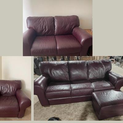 Sale Photo Thumbnail #8: Leather Couch, Loveseat, and Chair