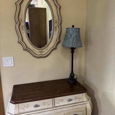 Gorgeous handpainted cabinet with matching mirror 