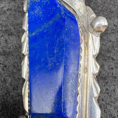 Eric & Carol Fierro Navajo Blue Lapis Lazuli & Sterling Silver Pendant 