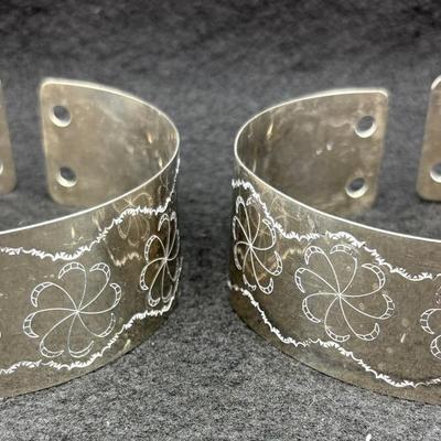 Two Upper Arm Ceremonial Bands, One EPNS Flower Belt