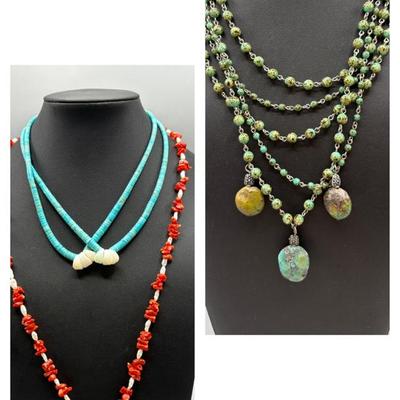 3 Native American Turquoise Necklaces
