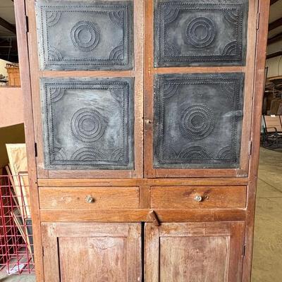 Antique Handmade Pie Safe Cabinet Cupboard 