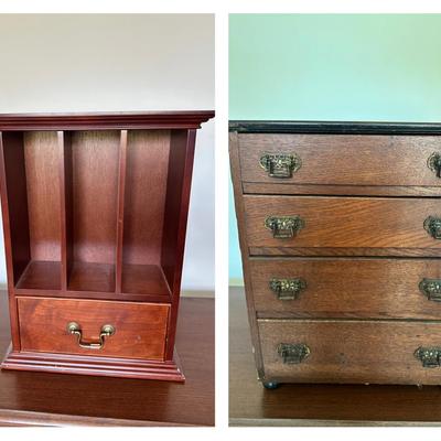 Bombay & Co. Letter Box Cabinet And Antique Oak Desktop Chest Of Drawers