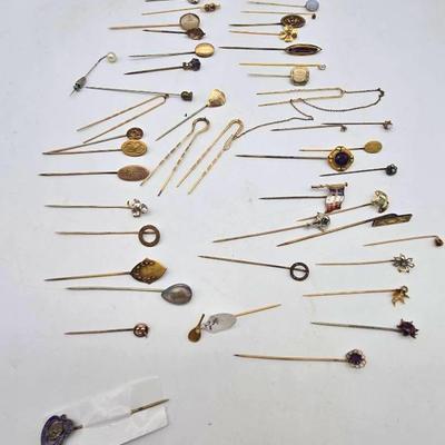 Vintage Stick Pins 14K Tennis Racket, British Legion