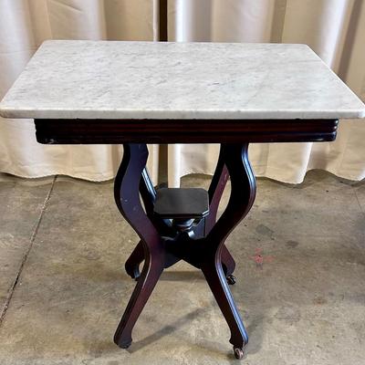 Antique Mahogany Marble Top Table 