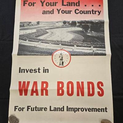  WWII War Bonds Poster 1943 For Your Land & Country 