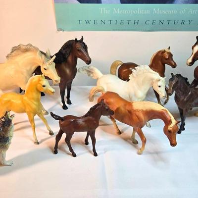 Vintage Breyer Horses Toys, Unicorn, 1 Wolf Figurine