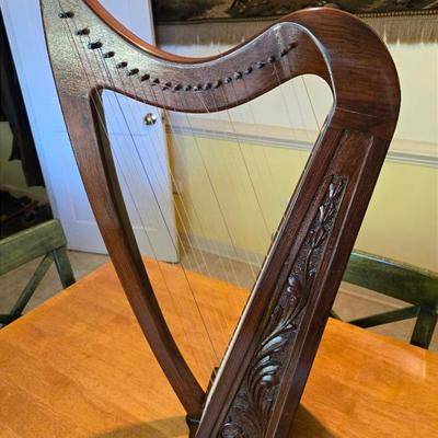 Small Carved Wood Harp
