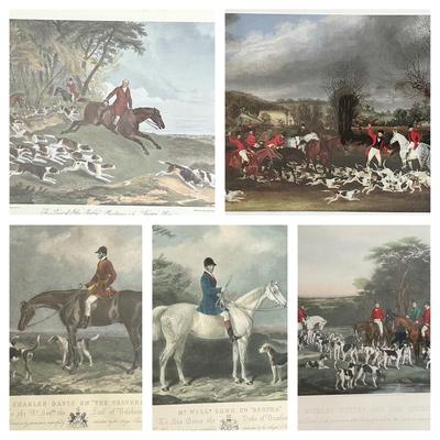 Lot of 5 Framed Hunting Scenes 