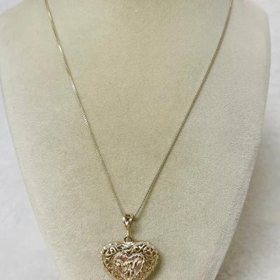 Italian Sterling Silver Filigree Heart Necklace