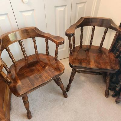 Set of 2 Vintage Solid Wood Chairs  - 24x18x27"