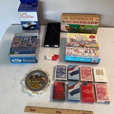 Vintage Game Lot - Playing Cards, Dominos, & Scribbage