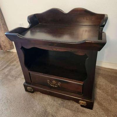 Vintage Solid Wood Side Table w/ Metal Accents - 28x18x28"
