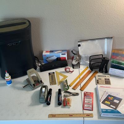 Office Lot - Royal Paper Shredder, Hole Punchers, & Vintage Pencil Sharpener 