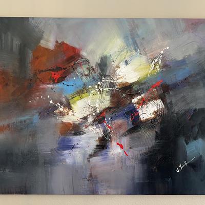 Abstract Modern Art “W Linkin?” Original Acrylic Painting - 48x36"