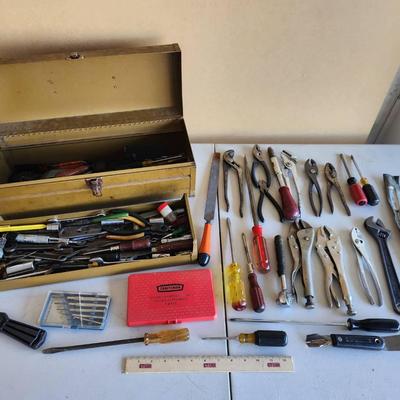 Huge Lot of Hand Tools & Toolbox - Crescent, Craftsman, Bridgeport, Fuller