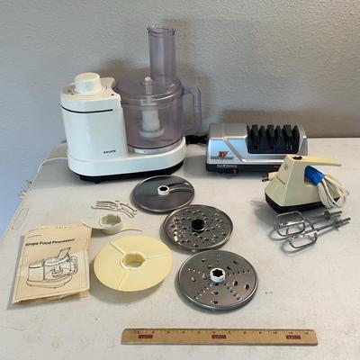 Krups Food Processor, Chefs Choice Sharpener, Westinghouse Hand Mixer 