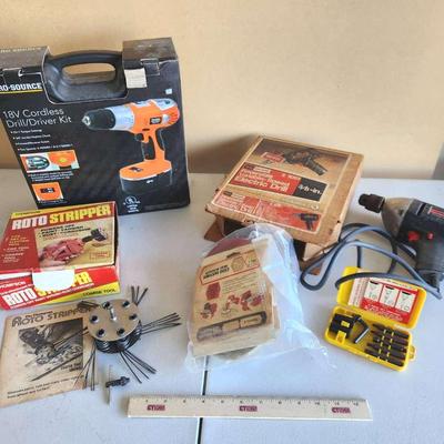 Pro-Source Drill/Driver Kit, Craftsman 3/8" Reversible Drill, Roto-Stripper
