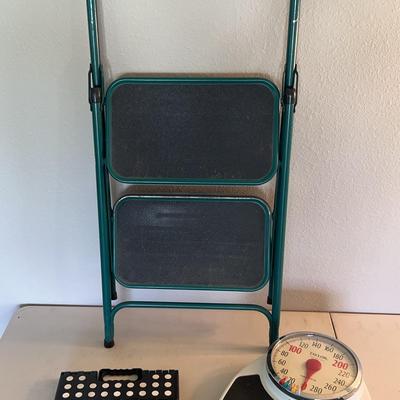 Meco 2 Tier Step Stool, Folding Stepstool & Taylor Bathroom Scale 
