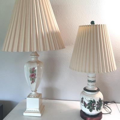 Vintage Capodimonte Porcelain Lamp & Hand Painted Porcelain Floral Lamp