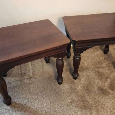 Set of 2 Vintage Solid Wood End Tables - 27x21x22"