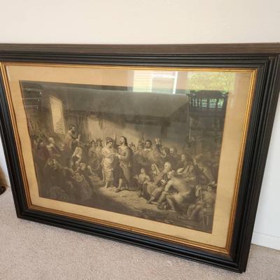Vintage/Antique Framed Colonial Print - 44x34"