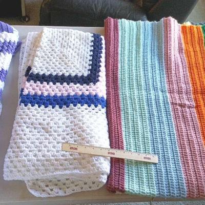Vintage/Modern Colorful Crochet Afghans Lot