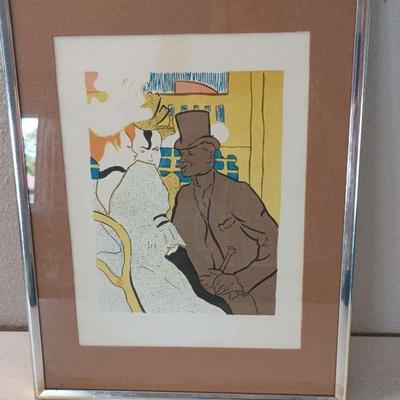 Vintage Henri Toulouse-lautrec Signed Color Lithograph 'The Englishman At The Moulin Rouge'