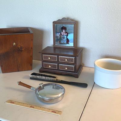 Vintage Wooden Trash can, Jewelry Box, Chamber Pot 