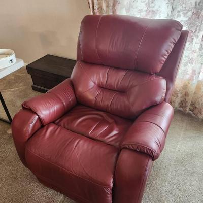 Red Leather Southern Motion Electric Recliner - 38x36x40", Works