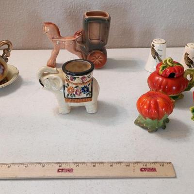 Vintage China, Pottery - Pumpkins, Pepper, Elephant, Horse, Florida Birds