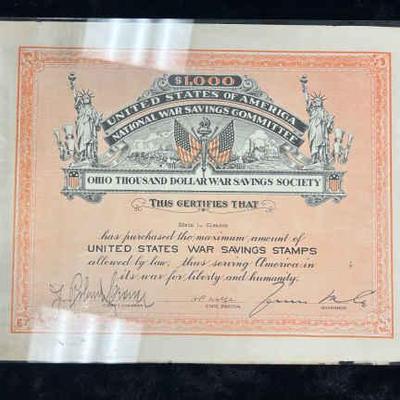 Wwi war savings stamps maximum purchase certificate