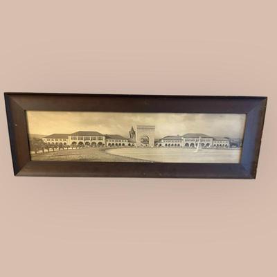 Large historical framed photo of stanford campus