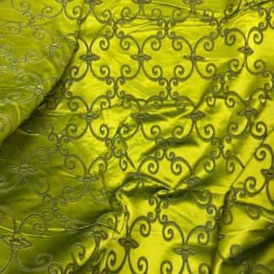 Shiny green brocade fabric approx 14 yards