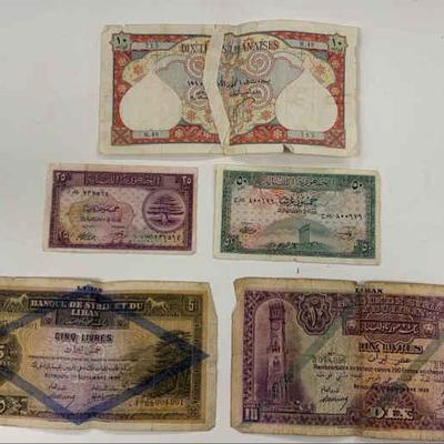 Lebanon bank notes and mid 20th century travel ephemera