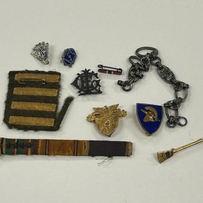 West point pins badges, bracelet, military service ribbons
