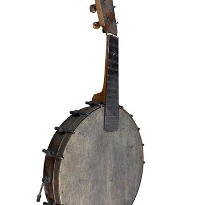 Antique six string short neck banjo