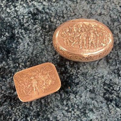 Two antique french repousse sterling silver snuff boxes