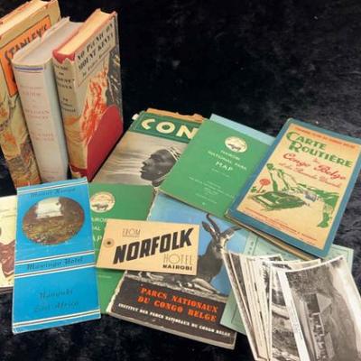 Africa travel, books and ephemera, mid 20th century