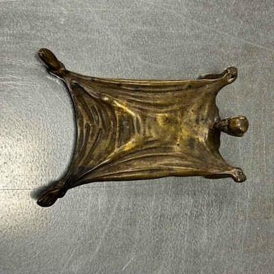 Antique bronze devil satyr card tray