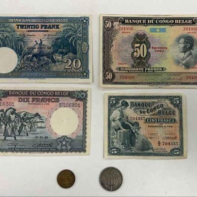 Belgian congo coins and bank notes