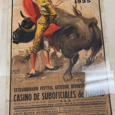 Incredible 1935 madrid bullfighting poster tickets, ephemera,