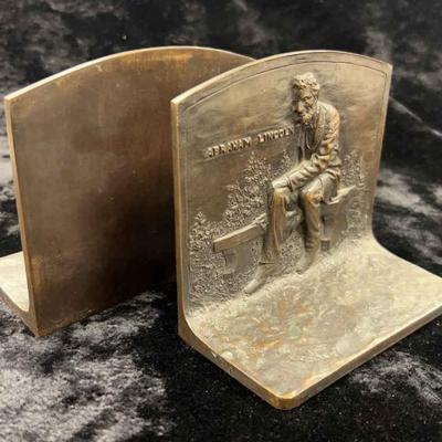 Real solid bronze griffon newark abraham lincoln bookends