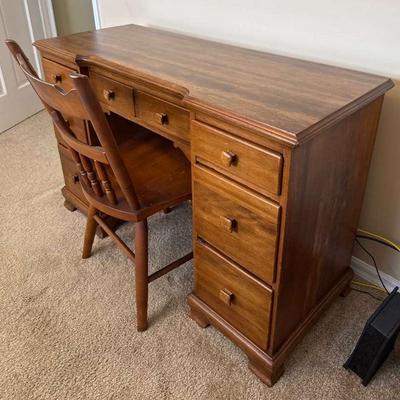 Antique Wooden Students Desk And Chair
