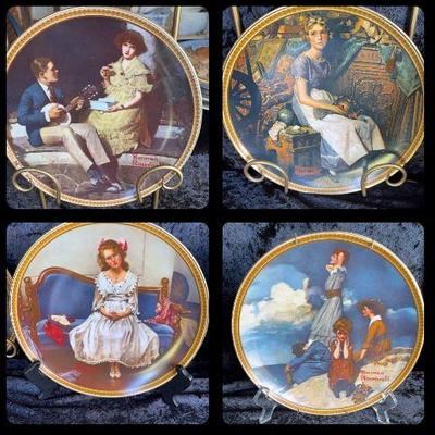 4 Vintage Norman Rockwell Plates - 2 With Certificate Of Authenticity And Original Box