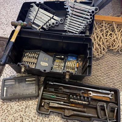 Tool Collection - Tool Box With Assorted Tools, Wrench Set, Sockets, Drill Bits, And More