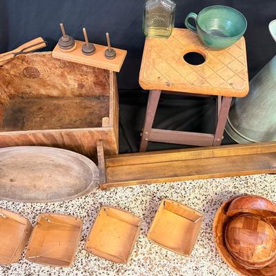 Primitive Style Antiques Includes Glass Hennesse Cognac Bottle, Antique Games