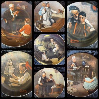 7 Piece Set Of Norman Rockwell Vintage Plates