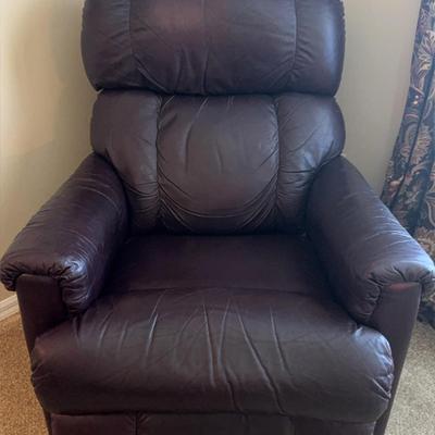 La-Z-Boy Maroon Leather Reclining Swivel Chair