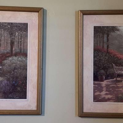 2 Framed 21”x17” Garden Prints Signed By Blake 